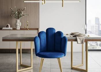 Granatowe Krzesło Tapicerowane Lydia, Wysyłka 24H