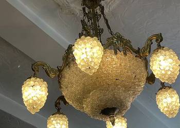 Antyk lampa z brązu żyrandol kryształowy 2 szt