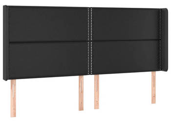 Zagłówek do łóżka z LED czarny 163x16x118/128cm sztuczna skóra WM-3124004