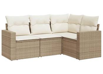 vidaXL 4-cz. zestaw mebli ogrodowych z poduszkami, beżowy(SKU:3251245)