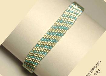 BRANSOLETKA KORALIKOWA - SREBRNO-BŁĘKITNA