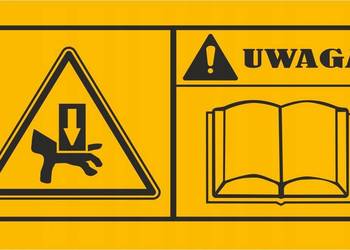 Naklejka ostrzegawcza uwaga sprawdź instrukcję