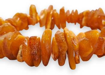 Bransoletka BURSZTYN bałtycki sieczka polerowana miodowa #896