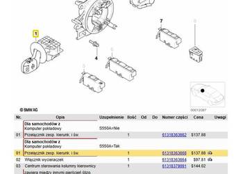 Manetki przełącznik zespolony taśma BMW BMW E46 E39 E38 E83 E53 E85 E86