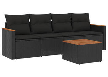 5-cz. zestaw wypoczynkowy do ogrodu poduszki czarny rattan PE WM-3258177