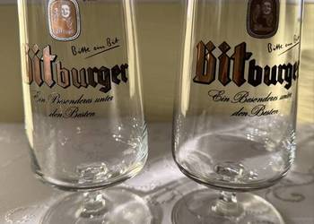 Zestaw 2 Szklanek Bitburger 0,3l Oryginalne Pucharki do Piwa Vintage Retro