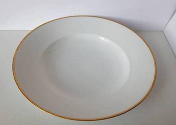 Porcelanowy duży głęboki talerz (31,5 cm) ze złoceniami OHME, porcelana