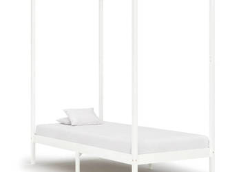 Rama łóżka z baldachimem biel lite drewno sosnowe 100x200 cm WM-283263