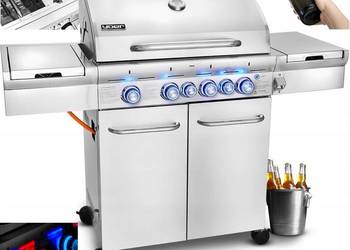 Grill gazowy Ogrodowy ŻELIWNY nierdzewny 4+2 Yoer 21,15 kW +szafka na butlę