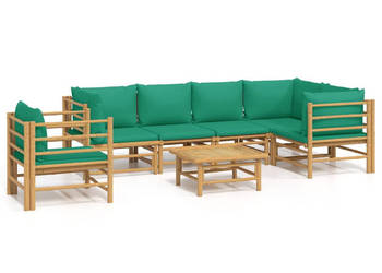 7-cz. zestaw mebli do ogrodu zielone poduszki bambus WM-3155173