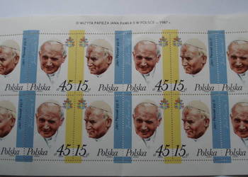Znaczki pocztowe arkusz +9 kart,  III wizyta papieża JP w Polsce