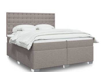 Łóżko kontynentalne z materacem taupe tkanina 200x200 cm WM-3290613