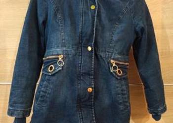 Ciepła Kurtka/Parka Jeansowa z Futrem i Misiem