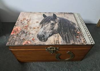 Kuferek z koniem decoupage podkowa pudełko