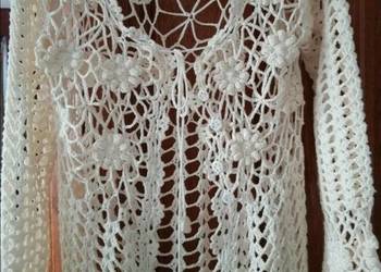 Śliczne  białe wdzianko szydelkowe robione na szydełko