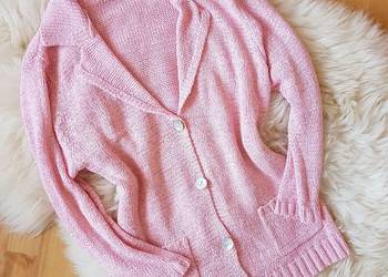KARDIGAN sweter jumper PUDROWY RÓŻ 38 40