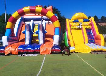 Zjeżdżalnie dmuchane, biały miś, wata cukrowa