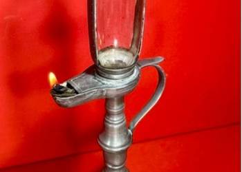 Lampa naftowa oliwna Unikat czasomierz do odmierzania czasu w nocy XVIIIw.