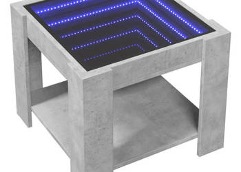 Stolik kawowy z LED szarość betonu 53x53x45 cm WM-847542