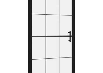 vidaXL Drzwi prysznicowe, hartowane szkło, 100x178 cm, czarne (SKU:148889)