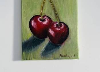 Oryginalny obraz olejny „Wiśnie” – 18×24 cm