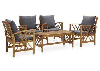 vidaXL 5-cz. zestaw wypoczynkowy do ogrodu, z poduszkami(SKU:3057994)