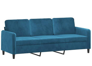 3-osobowa sofa z podnóżkiem niebieska 180 cm aksamit WM-3201183