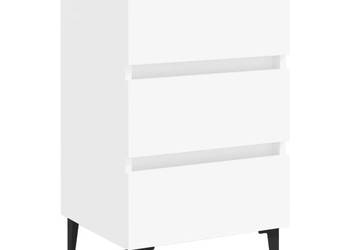 vidaXL Szafka nocna z metalowymi nóżkami, biała, 40x35x69 cm(SKU:805905)
