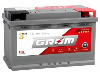 Akumulator 80Ah 800A EN GROM START&STOP EFB Prawy Plus