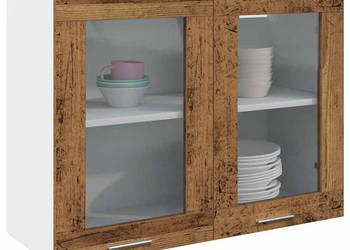 Szafka wisząca z szybą stare drewno 80x31x60 cm WM-856119