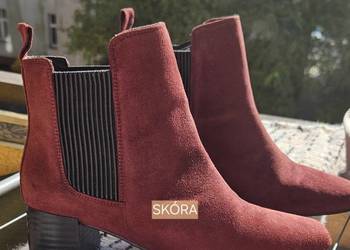 Skórzane botki sztyblety Zara 38