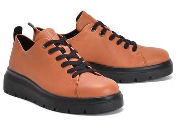 ECCO Nouvelle, damskie skórzane sneakersy, odcień brązu, EU 38