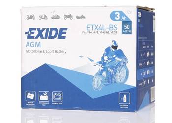 Akumulator motocyklowy 3Ah 50A EXIDE ETX4L-BS YTX4L-BS 12V