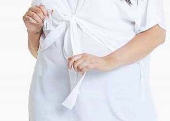 48 Bluzka damska biała z wiązaniem z przodu lekko prześwitująca 125 cm