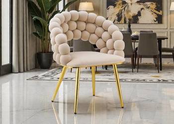 Beżowe Krzesło Tapicerowane Bubble, Wysyłka 24H, Dostawa 0zł!