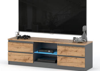 Szafka Stolik Stojący Rtv Pojemny Loft 4 Szuflady Salon 138cm Szary Wotan