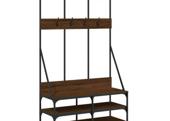 Wieszak na ubrania z miejscem na buty brązowy dąb 100x40x184 cm WM-837841