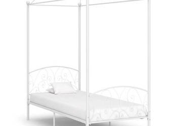 Rama łóżka z baldachimem biała metalowa 100 x 200 cm WM-284469