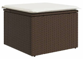 Stołek ogrodowy z poduszką brązowy 55x55x37 cm polirattan WM-366206