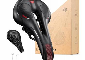 Siodełko wygodne i smukłe siodełko rowerowe MTB czarno-czerwone