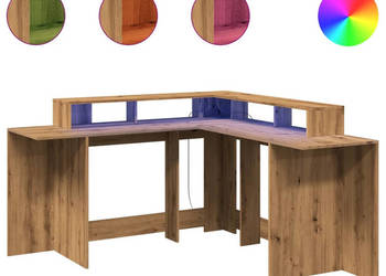 Biurko z podświetleniem LED dąb artisian 152x152x91 cm WM-3309464