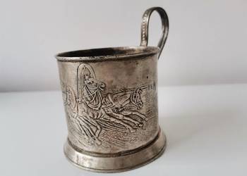 Stary posrebrzany podstakannik Trojka , ZSRR  1960