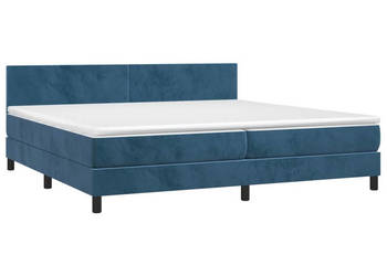 Łóżko kontynentalne materac i LED niebieski aksamit 200x200cm WM-3134307