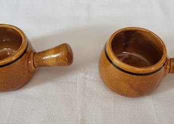 2 małe ceramiczne naczynia do zapiekania – z rączką – PRL