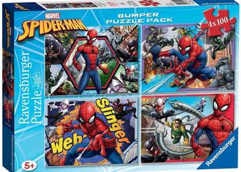 Puzzle Spiderman Marvel Zestaw 4 x 100 el. 36x26 cm.