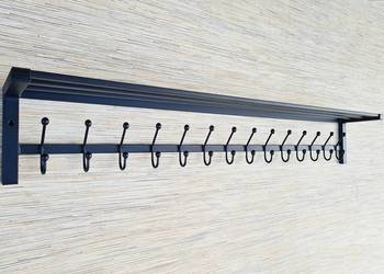 Wieszak 140 cm metalowy z półką czarny z metalu nowoczesny