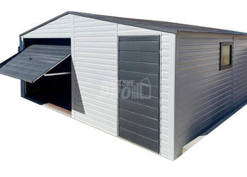Garaż Blaszany 6x5m - Brama Uchylna - Drzwi - Okno - Biały GP362
