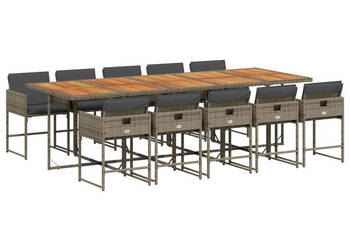 11-cz. zestaw mebli do ogrodu z poduszkami szary rattan PE WM-3278065