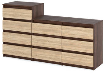 Komoda 10 Szuflad Szafka Meblościanka Nowoczesna 160cm Dąb Wenge Sonoma