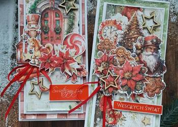 KARTKI ŚWIĄTECZNE, hand made, zestaw 2 szt